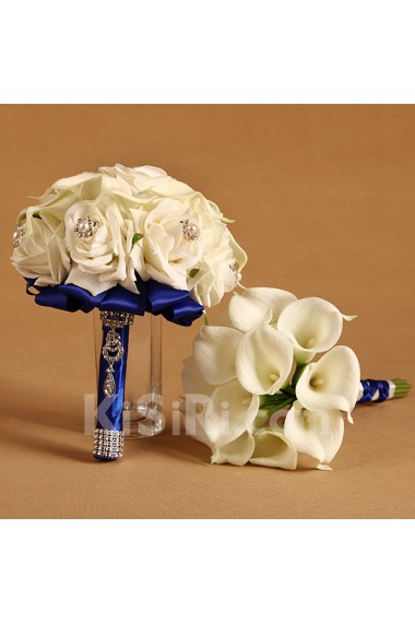 PE Roses with Pearl Round Shape Wedding Bridal Bouquet