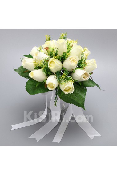 Elegant Round Shape Wedding Bouquet with Simulation Roses