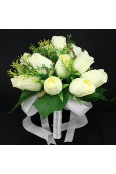 Elegant Round Shape Wedding Bouquet with Simulation Roses