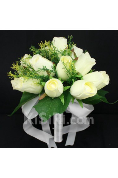 Elegant Round Shape Wedding Bouquet with Simulation Roses