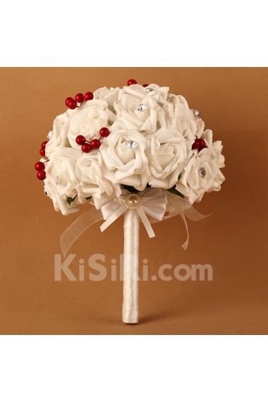 Round Shape Ivory Wedding Bridal Bouquet