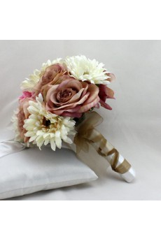 Vivid Romantic Brown And White Wedding Bridal Bouquet