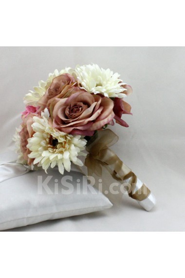 Vivid Romantic Brown And White Wedding Bridal Bouquet