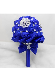 Elegant Round Shape Royal Blue Silk Wedding Bridal Bouquet