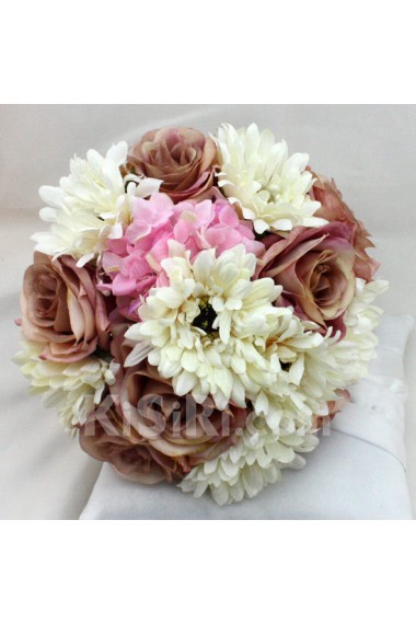 PrettRhinestones with Peal Pink And Brown Wedding Bridal Bouquet