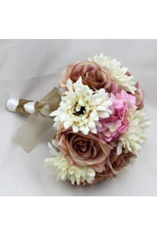 PrettRhinestones with Peal Pink And Brown Wedding Bridal Bouquet