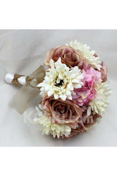 PrettRhinestones with Peal Pink And Brown Wedding Bridal Bouquet