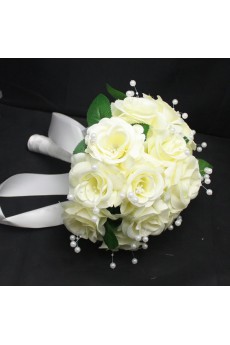 Pretty Ivory Ribbon with Peal Wedding Bridal Bouquet