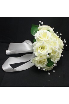 Pretty Ivory Ribbon with Peal Wedding Bridal Bouquet