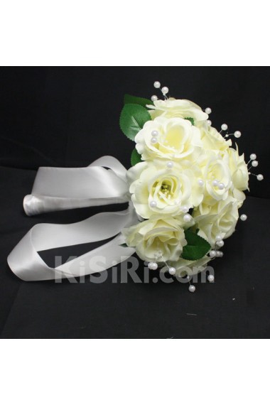 Pretty Ivory Ribbon with Peal Wedding Bridal Bouquet