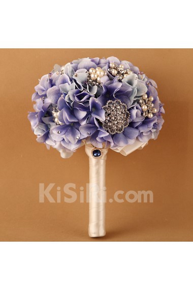 Pretty Violet Ribbon with Peal Wedding Bridal Bouquet