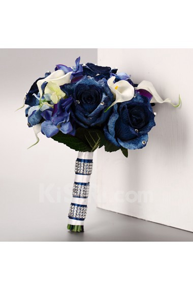 Flannel Blue Rose Wedding Bridal Bouquet