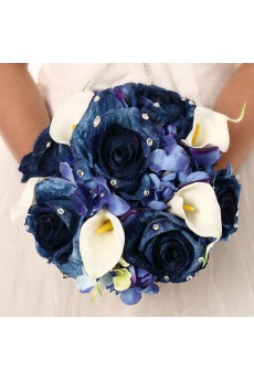 Flannel Blue Rose Wedding Bridal Bouquet