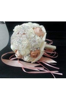 Romantic Pink And IvorRhinestone Roses Wedding Bridal Bouquet