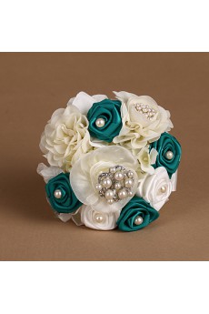 Romantic Blue Rhinestone Roses Wedding Bridal Bouquet