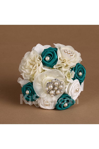 Romantic Blue Rhinestone Roses Wedding Bridal Bouquet