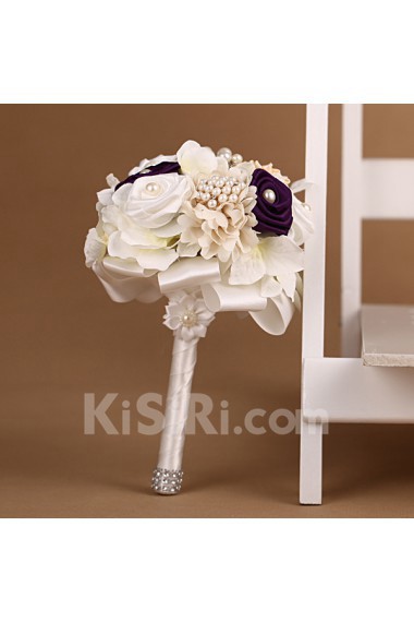 Romantic Purple Rhinestone Roses Wedding Bridal Bouquet