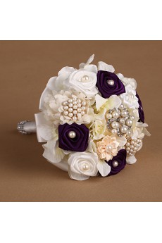 Romantic Purple Rhinestone Roses Wedding Bridal Bouquet