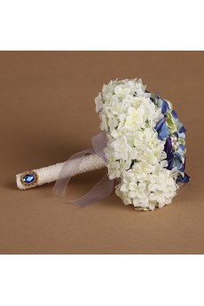 Romantic Blue And White Rhinestone Roses Wedding Bridal Bouquet