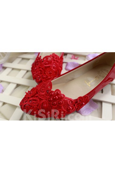 Handmade Lace Imitation Pearls Wedding Shoes