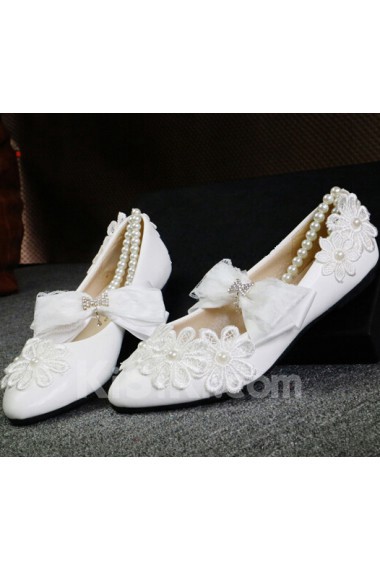 Handmade Lace Imitation Pearls Wedding Shoes