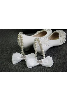 Handmade Lace Imitation Pearls Wedding Shoes