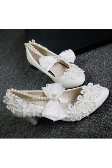 Handmade Lace Imitation Pearls Wedding Shoes