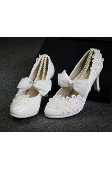 Handmade Lace Imitation Pearls Wedding Shoes