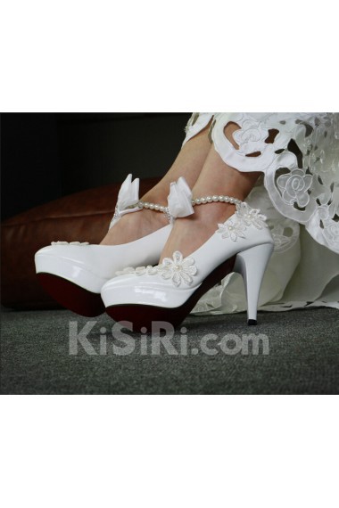 Handmade Lace Imitation Pearls Wedding Shoes