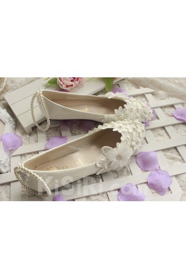 Handmade Lace Wedding Shoes with Imitation Pearls