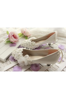 Handmade Lace Wedding Shoes with Imitation Pearls