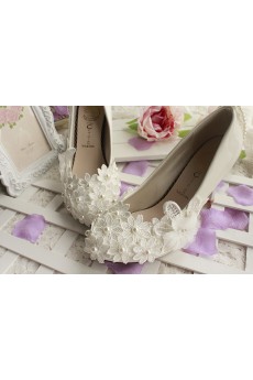 Handmade Lace Wedding Shoes with Imitation Pearls