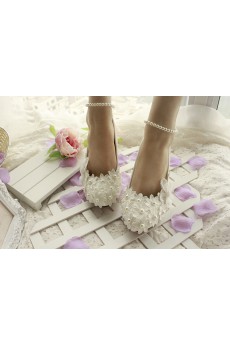 Handmade Lace Wedding Shoes with Imitation Pearls