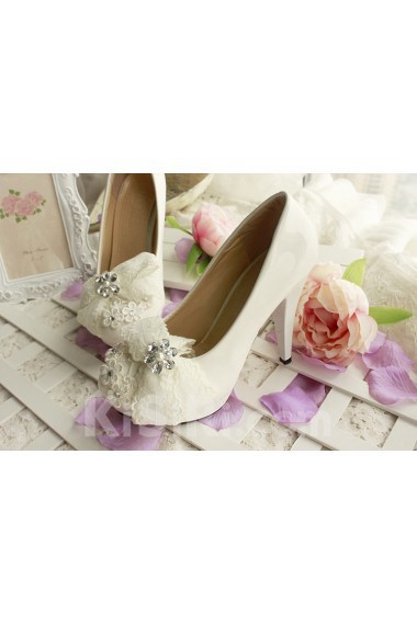 Handmade Lace Bow Wedding Shoes with Rhinestone