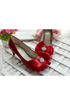 Handmade Bow Wedding Shoes with Rhinestone