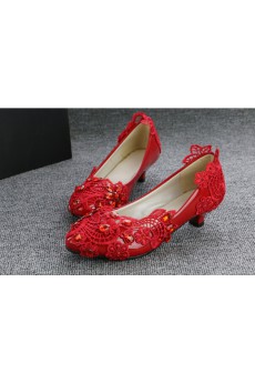 Handmade Lace Rhinestone Wedding Shoes