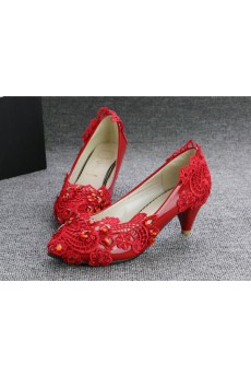 Handmade Lace Rhinestone Wedding Shoes