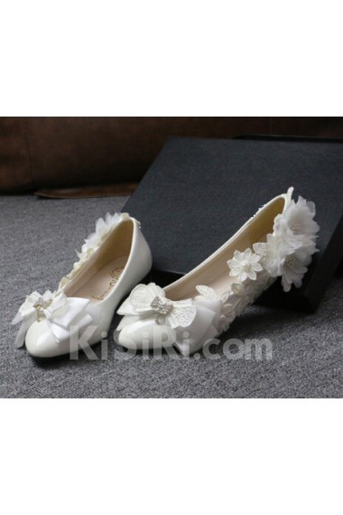 Handmade Lace Flowers Bow Wedding Shoes with Rhinestone