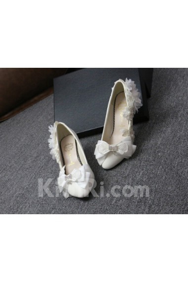 Handmade Lace Flowers Bow Wedding Shoes with Rhinestone