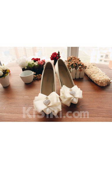 Handmade Lace Bow Wedding Shoes with Rhinestone