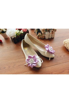 Handmade Flowers Wedding Shoes with Rhinestone