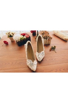 Handmade Flowers Rhinestone Wedding Shoes with Imitation Pearls