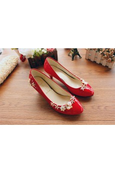 Handmade Flowers Wedding Shoes with Rhinestone and Imitation Pearls