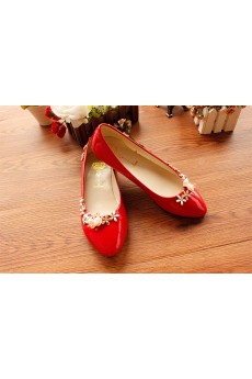 Handmade Flowers Wedding Shoes with Rhinestone and Imitation Pearls