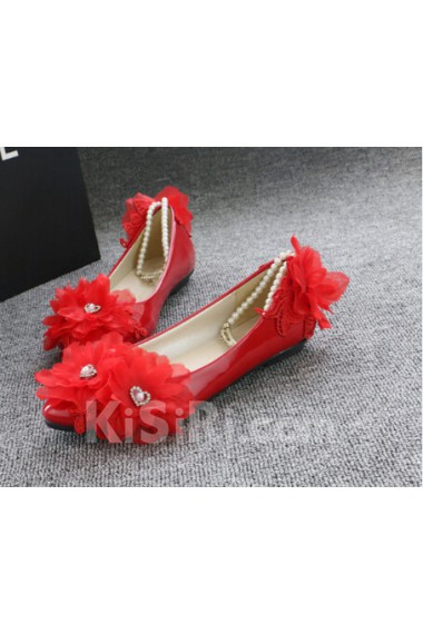 Handmade Lace Flowers Wedding Shoes with Rhinestone