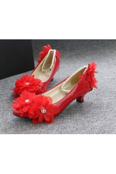 Handmade Lace Flowers Wedding Shoes with Rhinestone