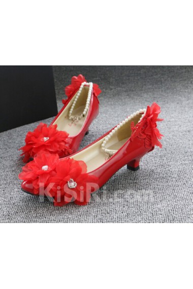 Handmade Lace Flowers Wedding Shoes with Rhinestone