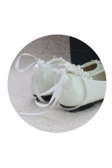 Handmade Lace Flowers Wedding Shoes with Imitation Pearls