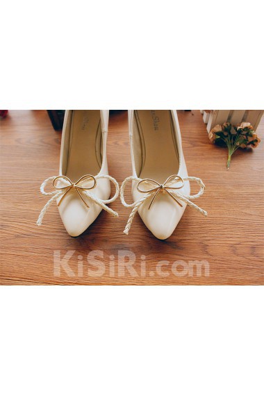 Handmade Lace Bow Wedding Shoes