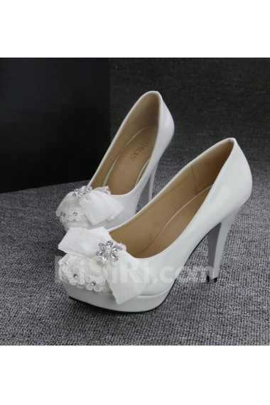 Handmade Lace Bow Wedding Shoes with Rhinestone